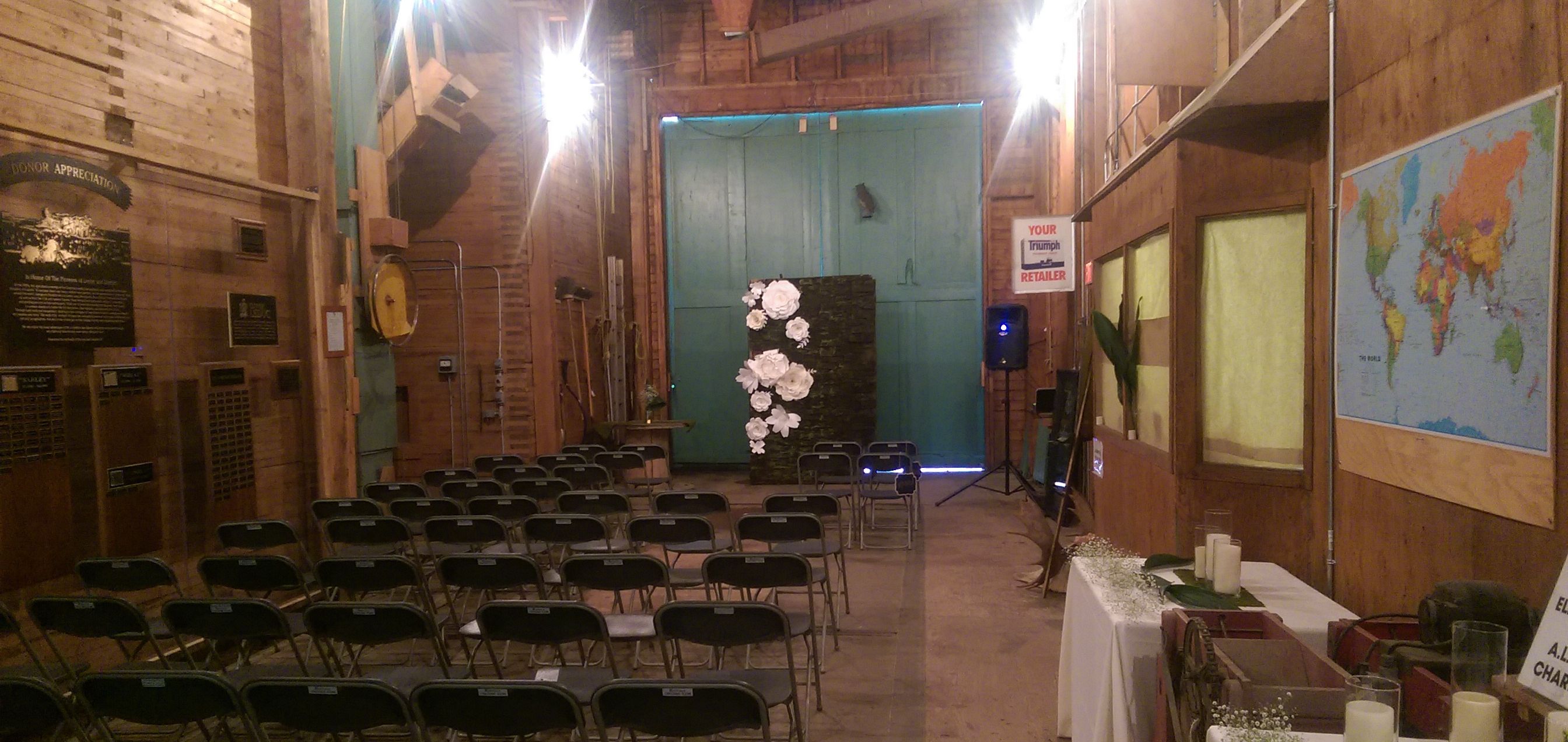 Kinetic Beats DJ set up in a tight space for indoor wedding ceremony